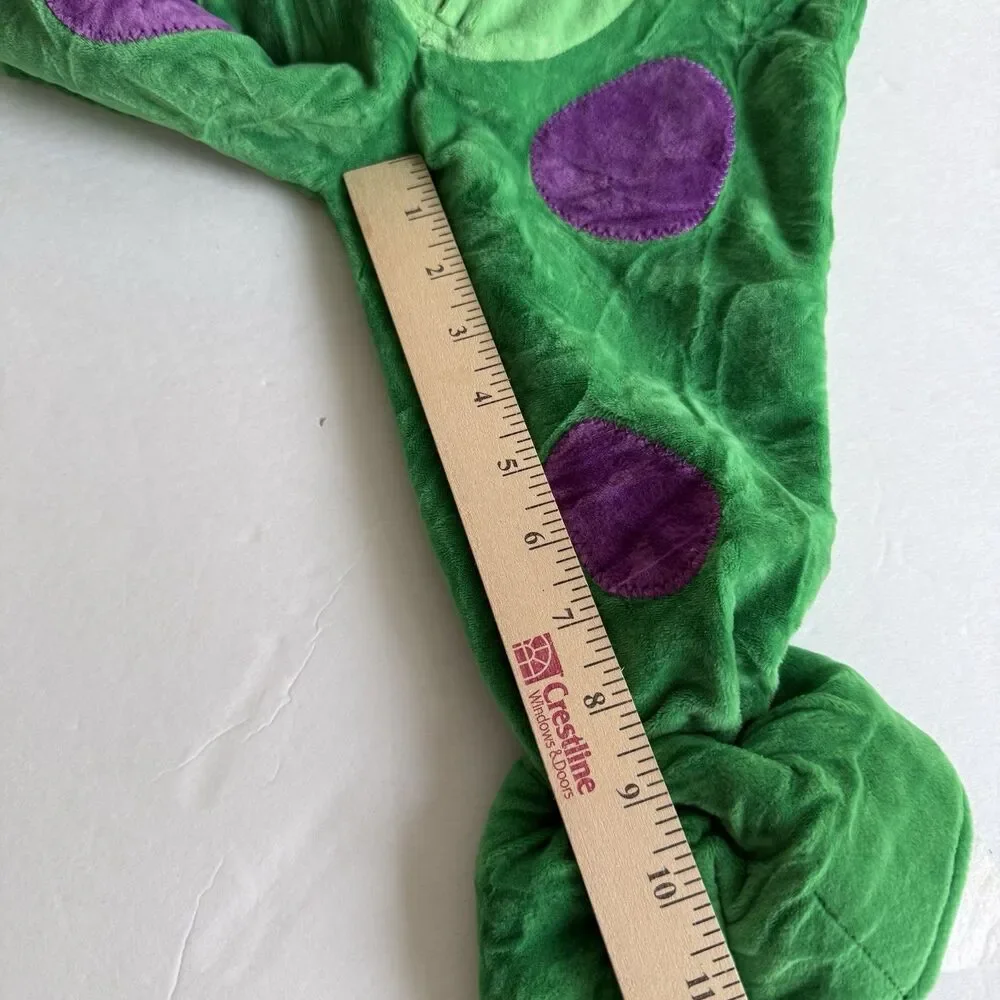 Toddler Green Purple Dragon Dinosaur Halloween Plush Costume Hooded Tail Sz 12M